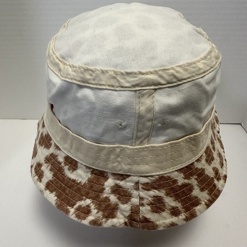 Aerie Animal Print Women's Bucket Hat One Size Tan and Ivory Beach Casual - Picture 4 of 7